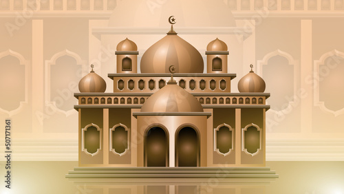 Islamic mosque building vector illustration