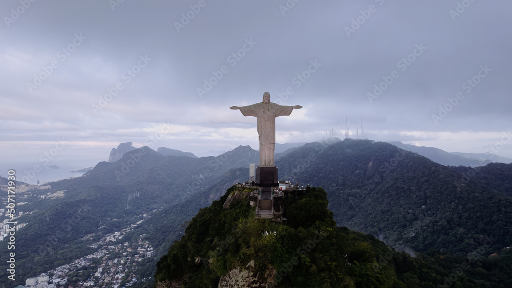 Rio de Janeiro, RJ, Brazil, circa May 2022 Panoramic view of Christ