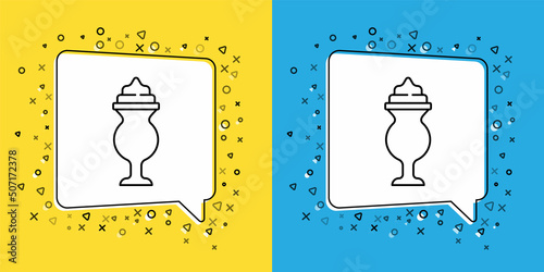 Set line Milkshake icon isolated on yellow and blue background. Plastic cup with lid and straw. Vector