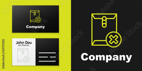 Logotype line Delete envelope icon isolated on black background. Delete or error letter. Cross on message. Rejected mail. Logo design template element. Vector