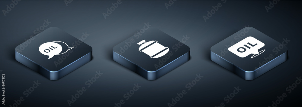 Set Isometric Word oil, and Propane gas tank icon. Vector Set Isometric Word oil, and Propane gas tank icon. Vector