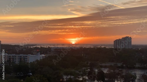 Sunrise over I-4 freeway in Lake Buena Vista area of Orlando, Florida photo