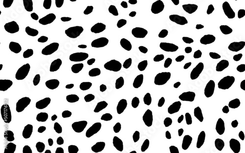 Abstract modern dalmatian fur seamless pattern. Animals trendy background. Black and white decorative vector illustration for print, card, postcard, fabric, textile. Modern ornament of stylized skin