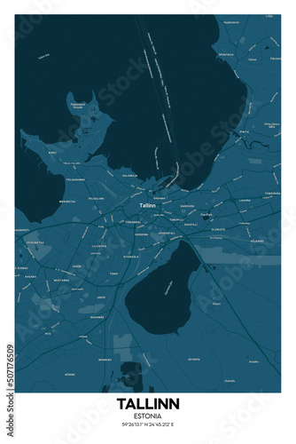Obraz na plátně Poster Tallinn - Estonia map