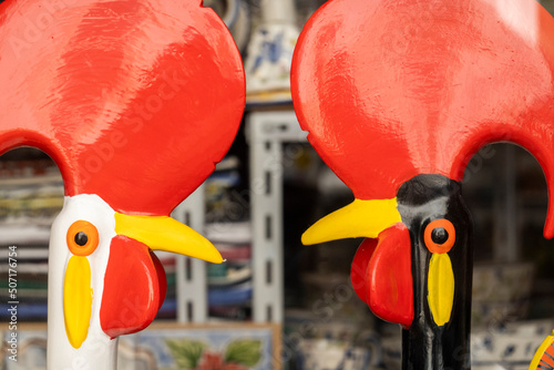 Two figurines of Barcelos rooster photo