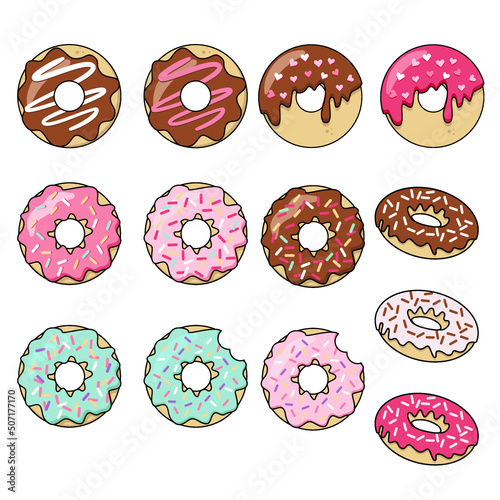 Frosted Donut With Vanilla Drizzle, Sweet One Line Filled Art, 