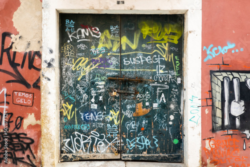 Graffiti on a metal door