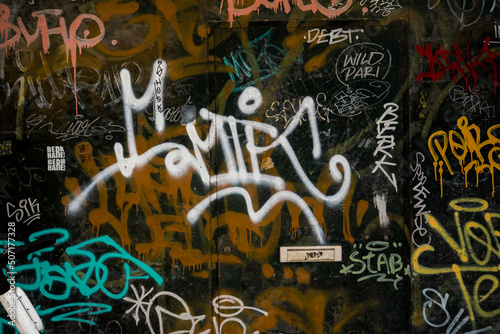 Graffiti on a metal door