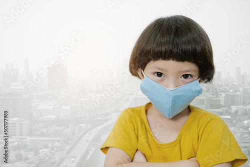 asian kid wear protect mask  coronavirus 