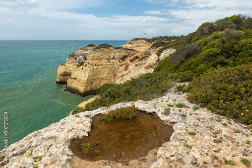 Beautiful view of the Portuguese coastline in the Algarve region.