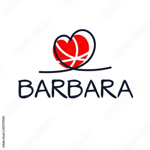 Barbara Calligraphy female name, Vector illustration.