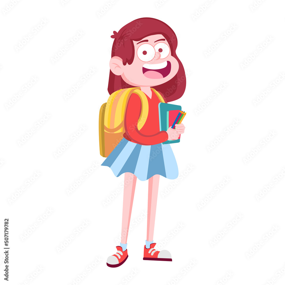 Isolated student girl icon Back to school Vector illustration Isolated student girl icon Back to school Vector illustration