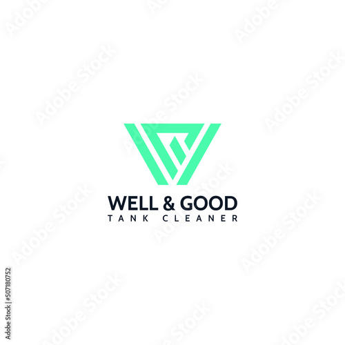 abstract initial letter W and G logo in blue color isolated in white background applied for grading property and septic install and repair logo design also suitable for the brand with initial WG or GW