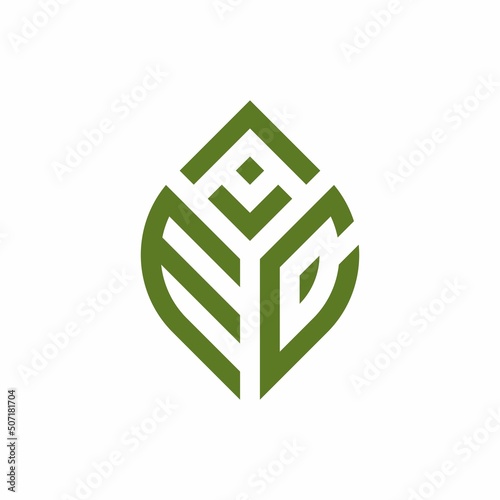 Initial letter AEC abstract leaf logo design symbol