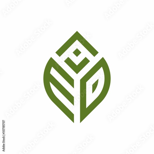 Initial letter AED abstract leaf logo design symbol