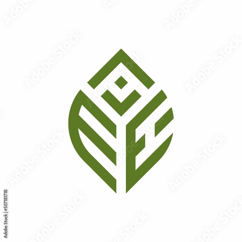 Initial letter AEH abstract leaf logo design symbol