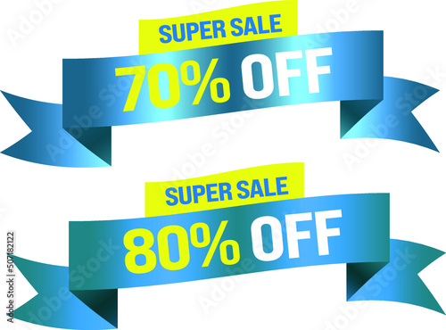 A beautiful illustration with ribbon banner for sales promotion with discount for big sales.