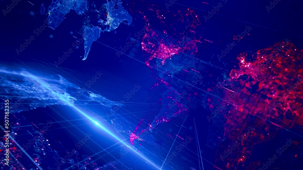 abstract news intro background animation with map, 