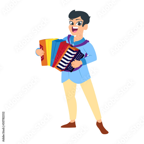 Isolated man playing an accordion Vector illustration