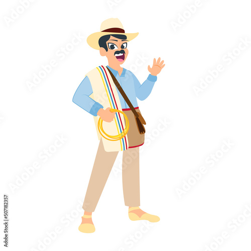 Obraz na plátne Isolated typical muleteer colombian culture Vector illustration