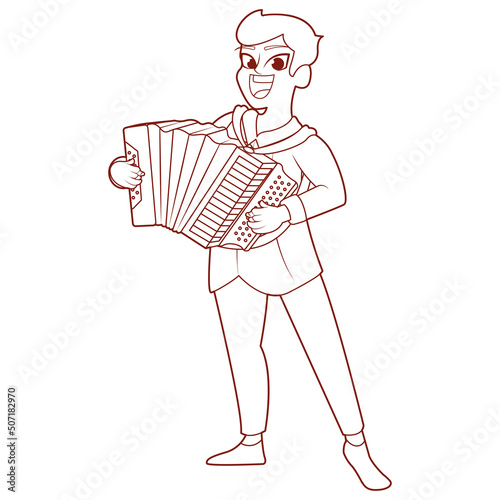 Isolated man playing an accordion Vector illustration