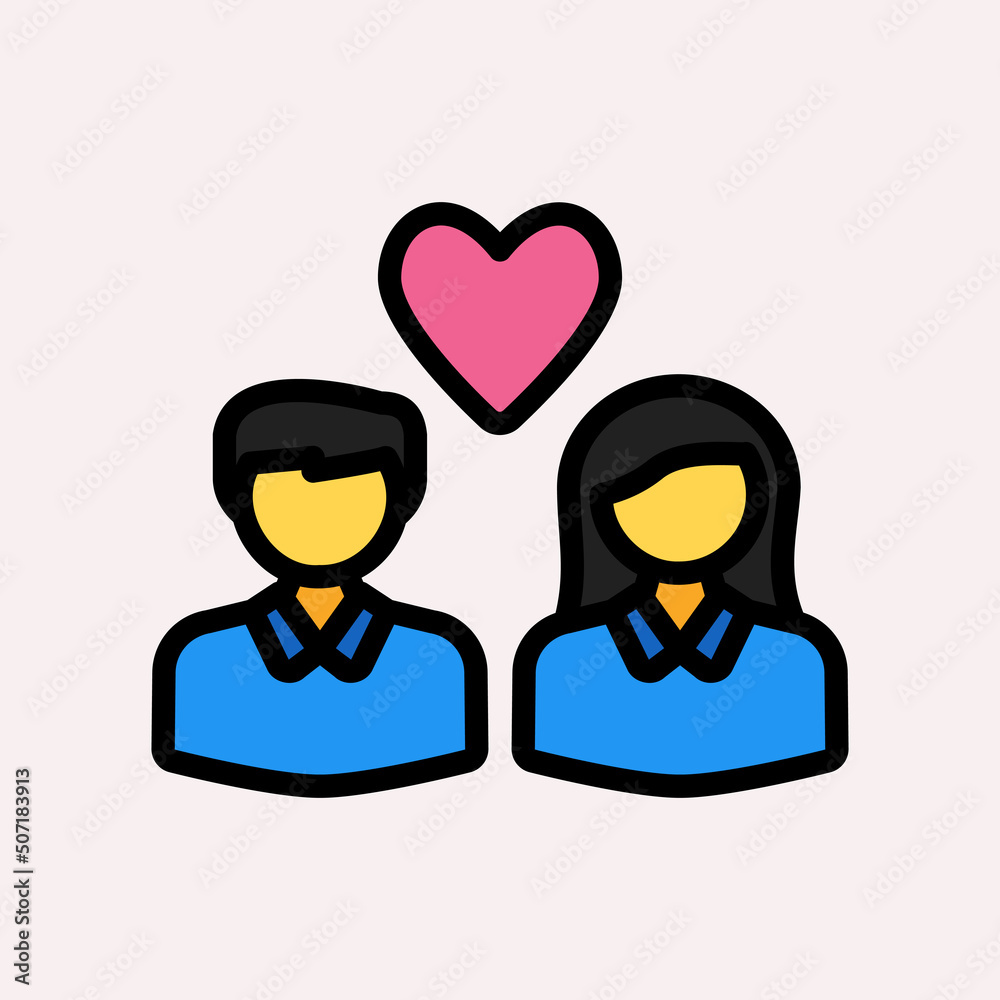 Couple icon in flat style, use for website mobile app presentation Couple icon in flat style, use for website mobile app presentation