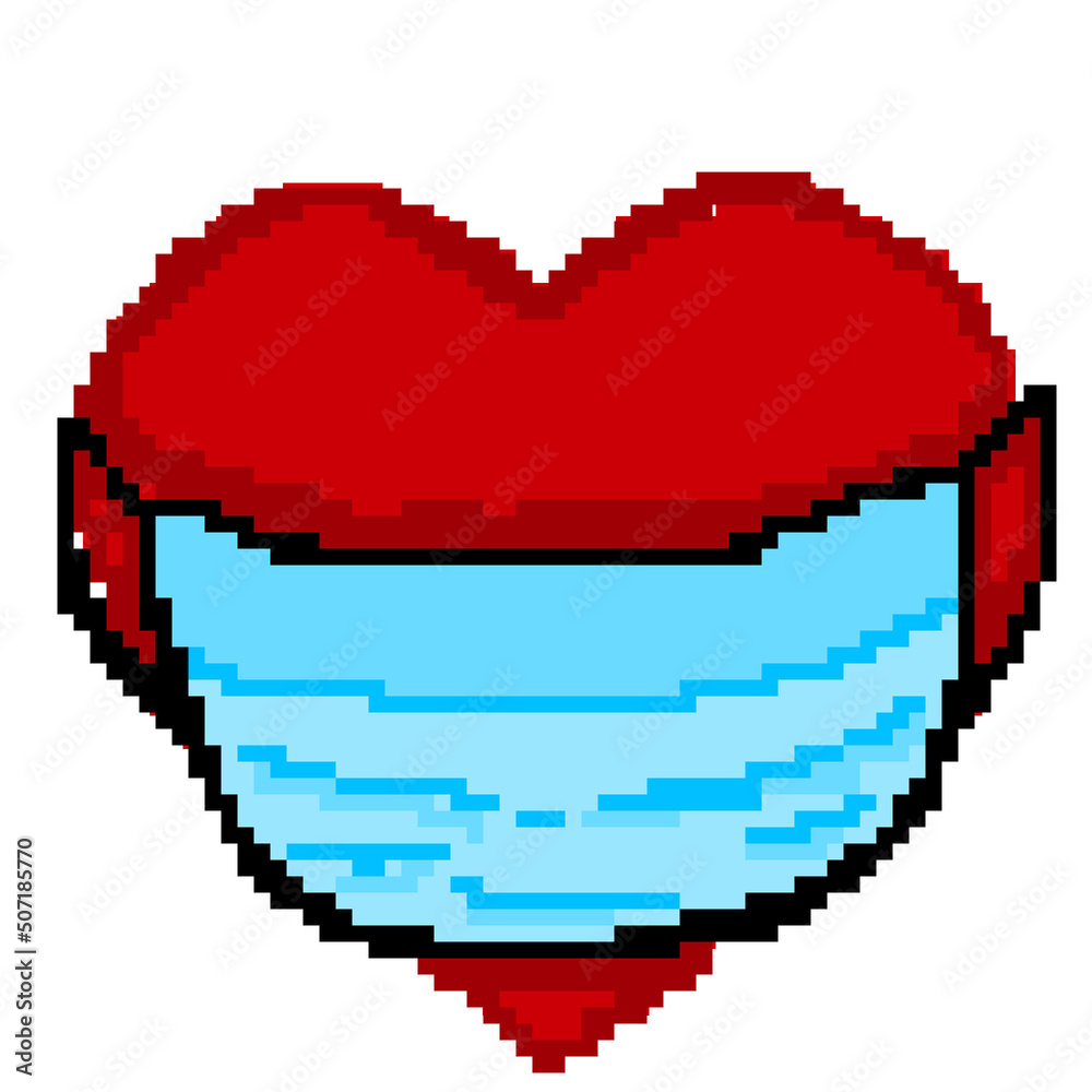 Fototapeta premium Pixel health love illustration