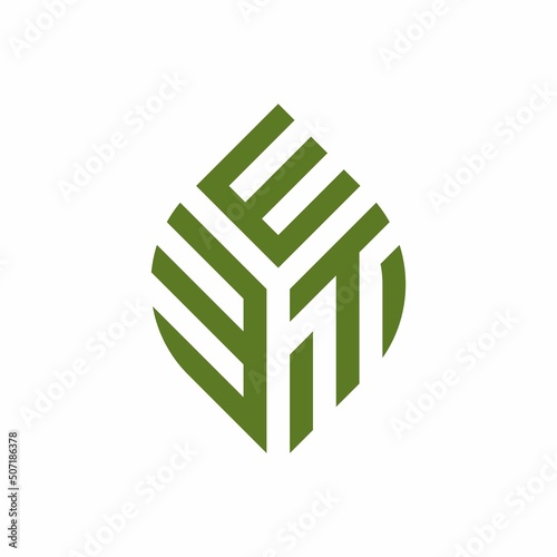 Initial letter EET abstract leaf logo design symbol