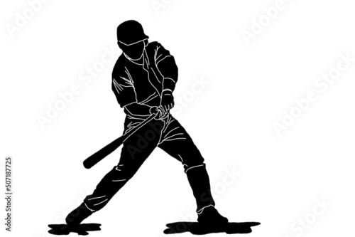 silhouette of baseball player ( batter ) with various poses