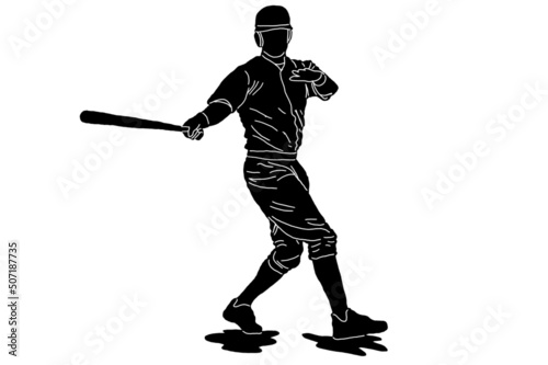 silhouette of baseball player ( batter ) with various poses