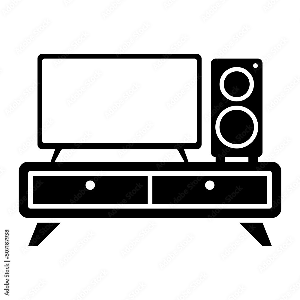 glyph tv shelf isolated on white background glyph tv shelf isolated on white background