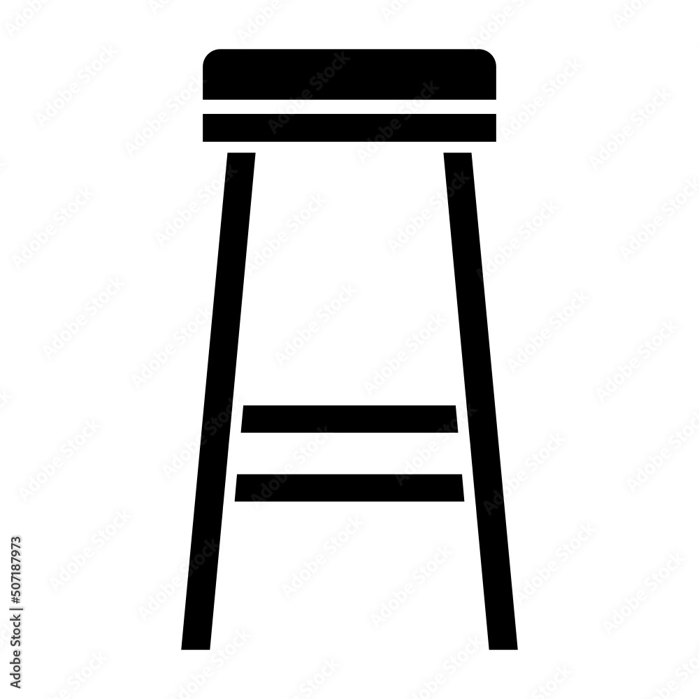 glyph tall chair isolated on white background glyph tall chair isolated on white background