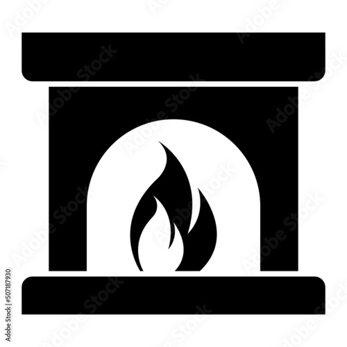 glyph fireplace isolated on white background