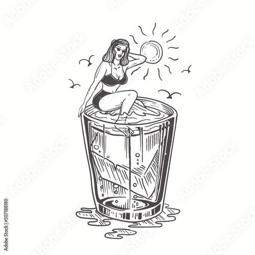 summer ice and sexy girl
