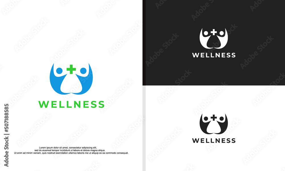 Wellnes symbol with two people vector icon illustration - obrazy, fototapety, plakaty 