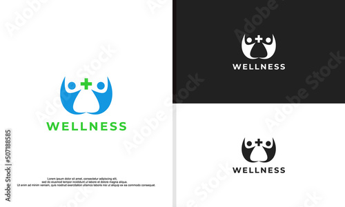 Wellnes symbol with two people vector icon illustration
