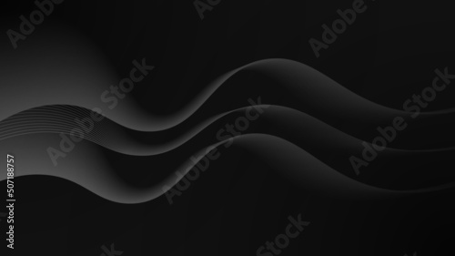 Abstract background of black elements. Premium background for poster, banner, wallpaper and futuristic design concepts. Smooth and flow fluid vector illustration