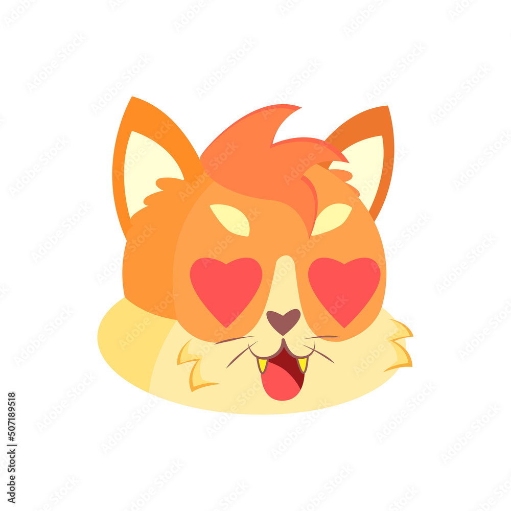 Isolated happy cute cat character in love avatar Vector illustration Isolated happy cute cat character in love avatar Vector illustration