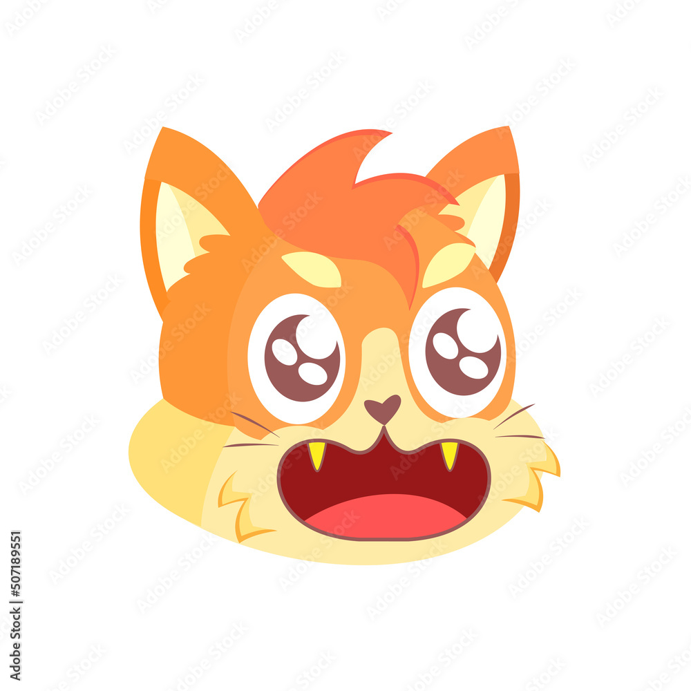 Isolated happy cute cat character avatar Vector illustration Isolated happy cute cat character avatar Vector illustration