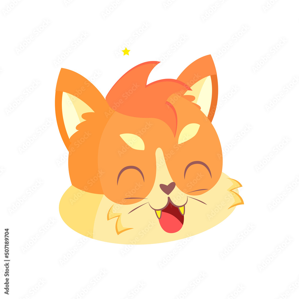 Isolated happy cute cat character avatar Vector illustration