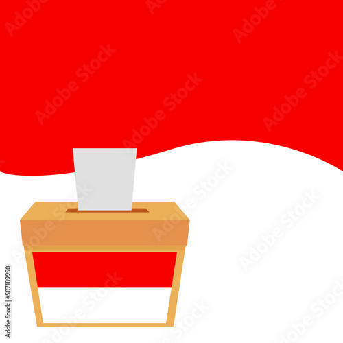 Simple Vector with Vote Box with Text Indonesia Presidential Election with red and white background