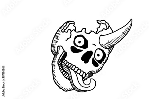 horned demon skull illustration
