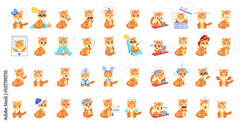 Set of different cute cat characters Vector illustration © illustratiostock