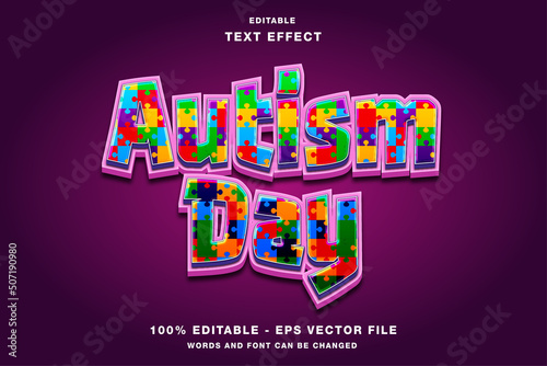 Autism Day with Puzzle Pattern Text Effect
