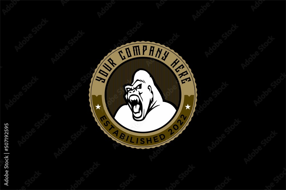 Fototapeta premium ANGRY GORILLA HEAD LOGO VINTAGE
