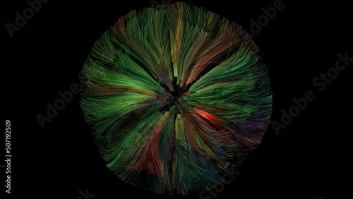 3d fractal flower made of strings   fine strands   fibers . 3d render illustration