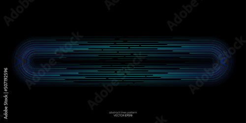 Vector half circle lines flowing dynamic pattern in blue green colors with space for text isolated on black background for header banner in concept of technology, digital, A.I.