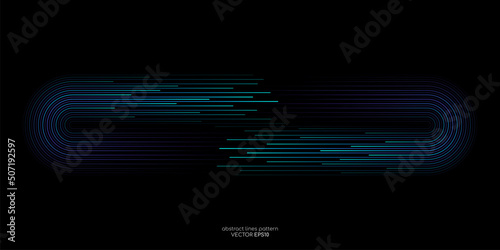 Vector half circle lines flowing dynamic pattern in blue green colors with space for text isolated on black background for header banner in concept of technology, digital, A.I.