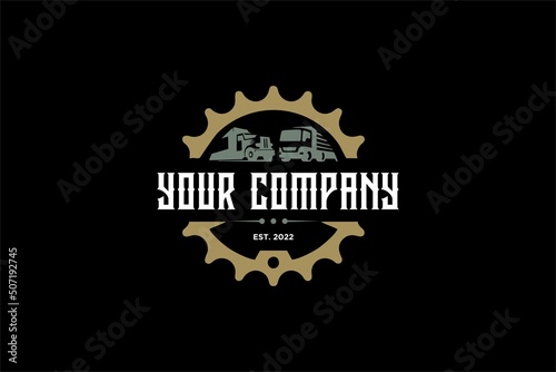 TWO CONTAINER TRUCKS LOGO VINTAGE