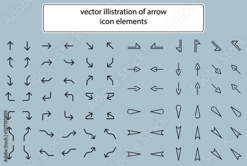 Set of arrow Illustration Icon design signage element for technology information.